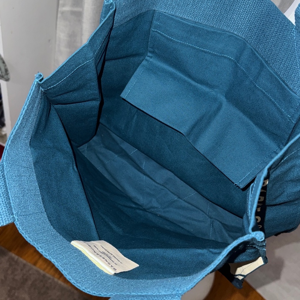 NEW Barnes & Noble Cotton Tote “re-wrap” Fair Trade-Women Made Product-Teal - Picture 7 of 14